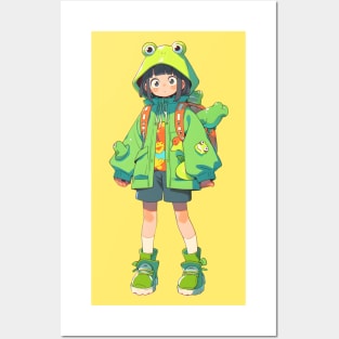 Kawaii Anime Frog Girl Posters and Art